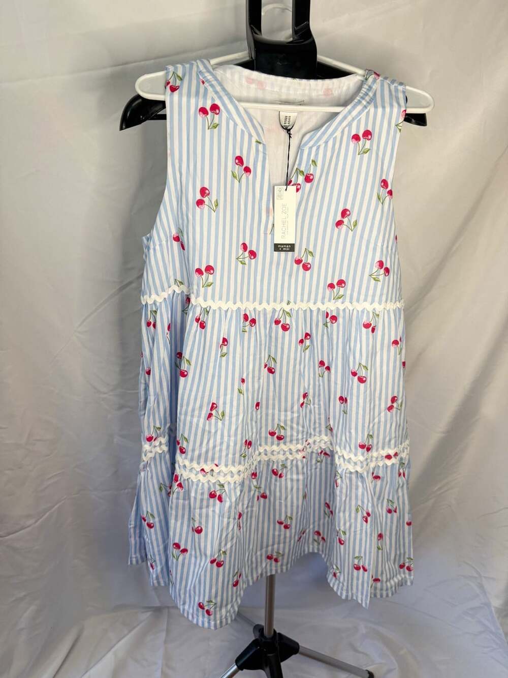 Rachel Zoe NWT Tiered Dress Women’s Size 10 Blue Stripe Cherry
